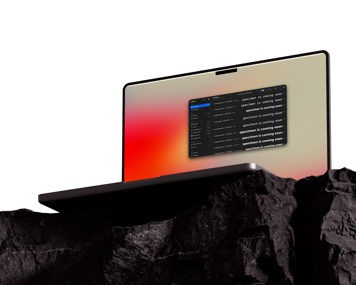 Specimen app running on MacBook